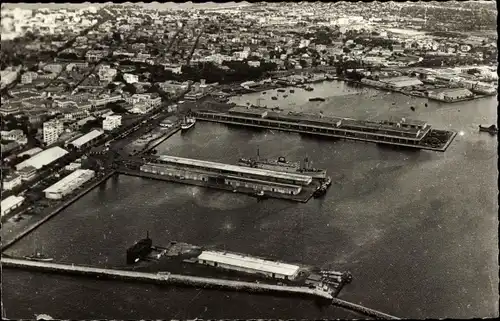 Ak Dakar Senegal, Fliegeraufnahme, Hafen