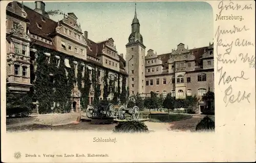 Ak Merseburg an der Saale, Schlosshof, Kanonen