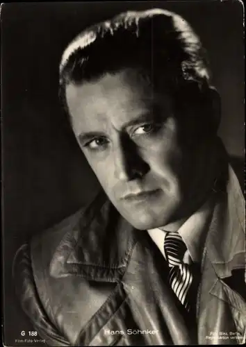 Ak Schauspieler Hans Söhnker, Portrait, Lederjacke, Film Foto Verlag G 188