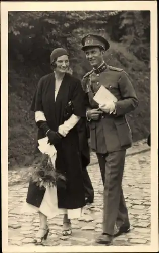 Foto Ak Königin Astrid mit König Leopold III. von Belgien