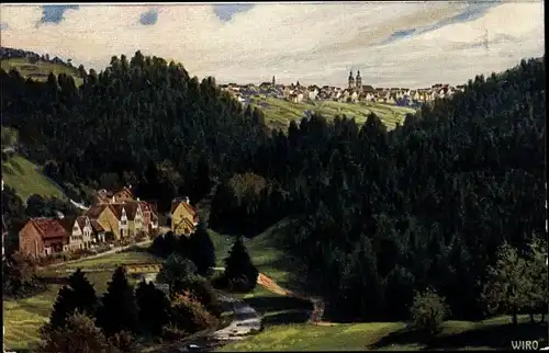 Künstler Ak Freudenstadt im Schwarzwald, Blick vom Hotel Waldeck