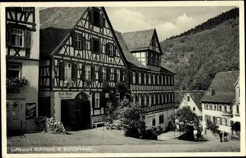 Ak Schiltach im Schwarzwald, Fachwerkhäuser, Metzgerei Adolf Wolber, Gasthaus