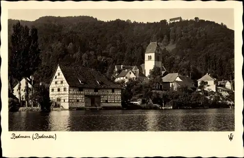 Ak Bodman Ludwigshafen am Bodensee, Teilansicht, Fachwerkhaus, Kirche