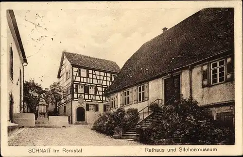 Ak Schnait Weinstadt in Württemberg, Remstal, Rathaus und Silchermuseum