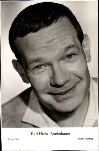 Ak Schauspieler Karl-Heinz Kreienbaum, Portrait, Autogramm, Rüdel Verlag