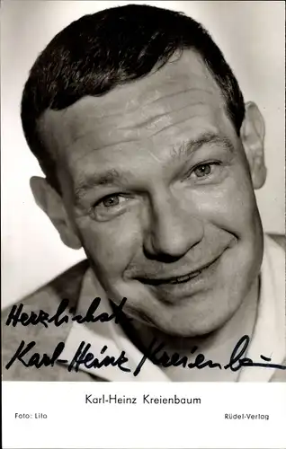 Ak Schauspieler Karl-Heinz Kreienbaum, Portrait, Autogramm, Rüdel Verlag