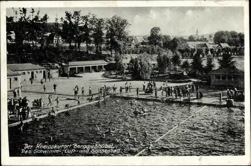 Ak Berggießhübel in Sachsen, Schwimmbad, Luft- und Sonnenbad, Badegäste