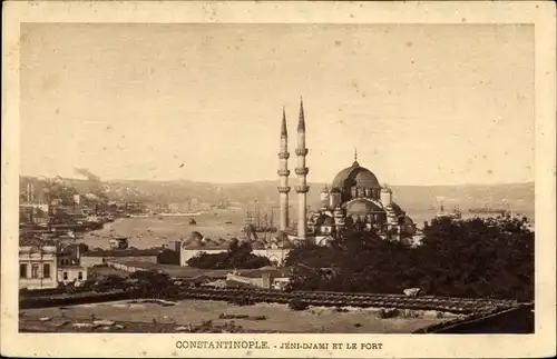 Ak Konstantinopel Istanbul Türkei, Jéni Djami et le Port, Moschee, Hafen