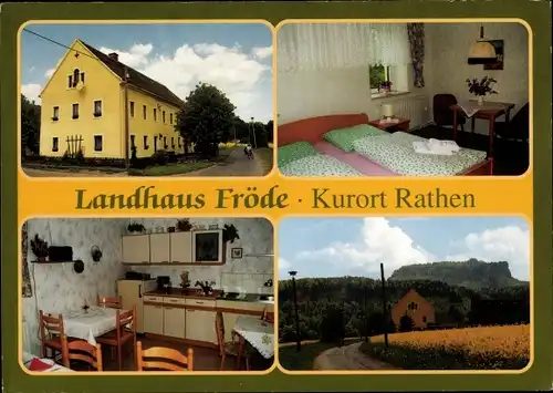 Ak Rathen an der Elbe Sächsische Schweiz, Landhaus Fröde, Ortspartie, Innenansichten