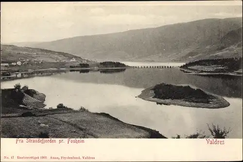 Ak Strandefjord Valdres Norwegen, Landschaftsblick