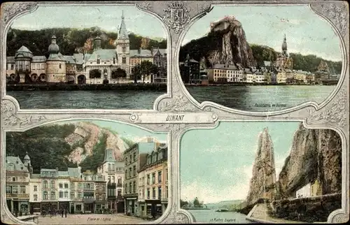 Ak Dinant Wallonien Namur, L'Hôtel de Ville, Place de l'Église, Panorama