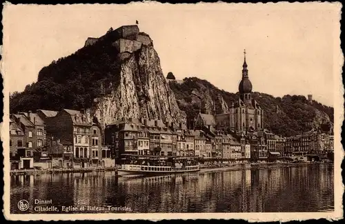 Ak Dinant Wallonien Namur, Citadelle, Eglise et Bateau Touristes
