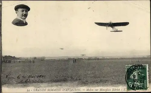 Ak Grande Semaine d'Aviation, Molon sur Monoplan Bleriot