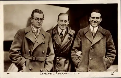 Ak Lefèvre, Assolant, Lotti, Piloten, Flugpioniere, Raid New York-Paris 1930, Portrait