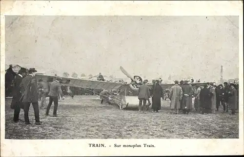 Ak Train sur monoplan Train, Flugpionier, Zuschauer