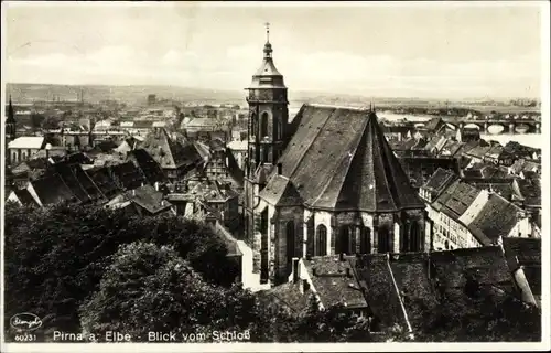 Ak Pirna in Sachsen, Blick vom Schloss