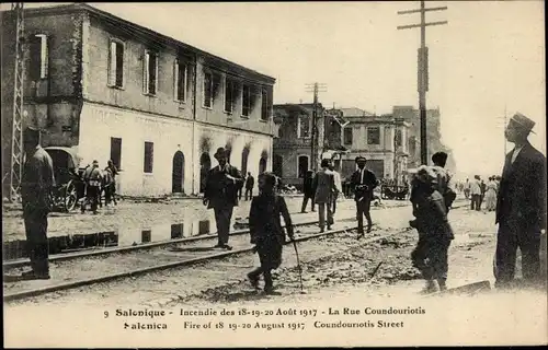 Ak Thessaloniki Griechenland, Incendie 1917, La Rue Coundouriotis