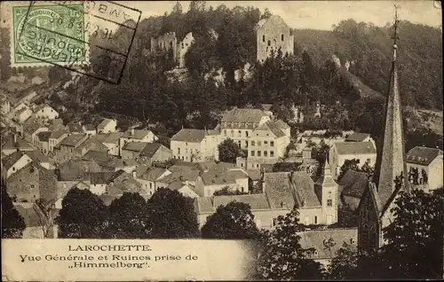 Ak Larochette Fels Luxemburg, Vue Generale et Ruines prise de Himmelberg