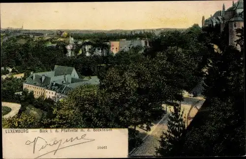 Ak Pfaffenthal Luxemburg, Panorama mit Bockfelsen