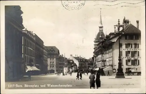 Ak Bern Stadt Schweiz, Bärenplatz und Wainsenhausplatz