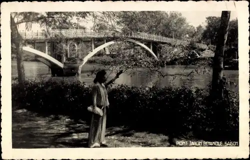 Ak Saigon Cochinchine Vietnam, Jardin botanique, Pont