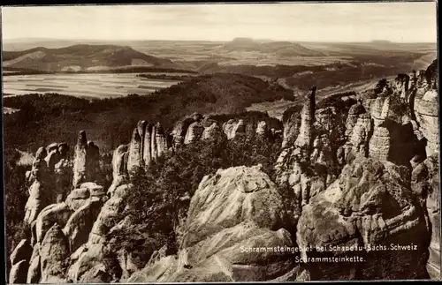 Ak Ostrau Bad Schandau in Sachsen, Schrammsteinkette, Panorama