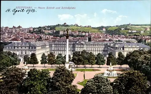 Ak Stuttgart in Württemberg, Neues Schloss und Schlossplatz