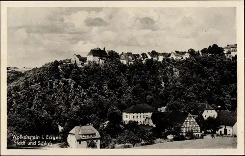 Ak Wolkenstein im Erzgebirge, Stadt und Schloss