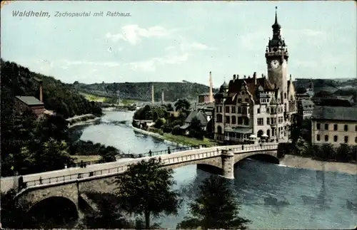 Ak Waldheim in Sachsen, Zschopautal mit Rathaus, Ottmar Zieher