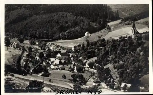 Ak Rechenberg Bienenmühle Erzgebirge, Blick ins Tal, Ort, Kirche