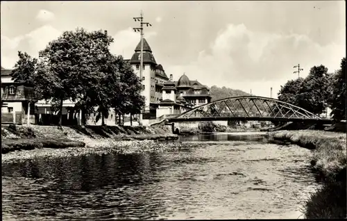 Ak Roßwein in Sachsen, Partie an der Mulde, Brücke