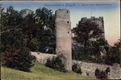 Ak Frauenstein im Erzgebirge, Ruine und Aussichtsturm