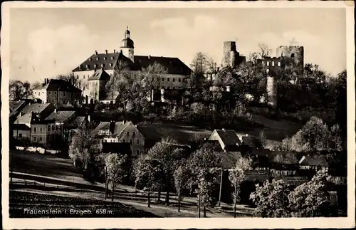 Ak Frauenstein im Erzgebirge, Ortsansicht, Burgruine