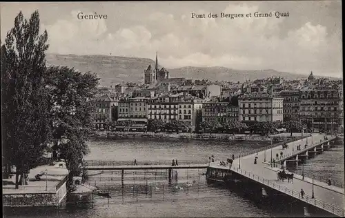 Ak Genève Genf Stadt, Pont des Bergues et Grand Quai
