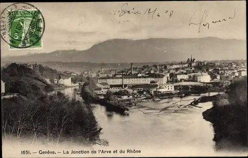 Ak Genève Genf Stadt, La Jonction de l'Arve et du Rhone