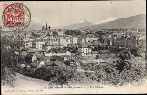 Ak Genève Genf Stadt, Vue generale et le Mont Blanc