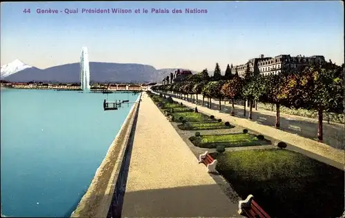 Ak Genève Genf Schweiz, Quai President Wilson et le Palais des Nations