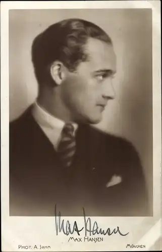 Ak Schauspieler Max Hansen, Portrait, Autogramm