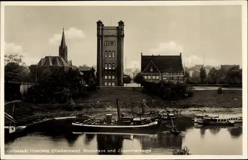 Ak Homberg Duisburg im Ruhrgebiet, Bootshaus und Jugendherberge