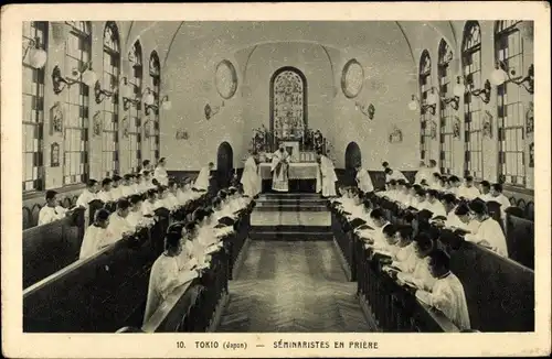 Ak Tokio Präf. Tokio Japan, Séminaristes en Prière