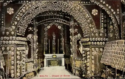 Ak Malta, Chapel of Bones, Knochenhaus, Schädelkapelle