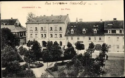 Ak Herrnhut in der Oberlausitz, Am Platz