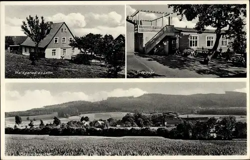 Ak Lehn Bautzen Oberlausitz, Waldparadies, Terrasse, Gesamtansicht