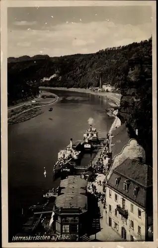 Ak Hřensko Herrnskretschen Elbe Region Aussig, Totalansicht