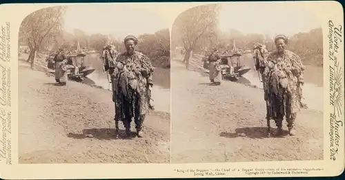 Stereo Foto Loong Wah China, King of Beggars, Chief of a Beggar Guild