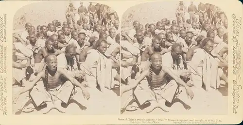 Stereo Foto Tientsin China, Prisoners, Boxeraufstand