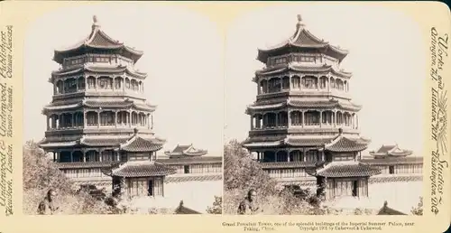 Stereo Foto China, Grand Porcelain Tower, Imperial Summer Palace