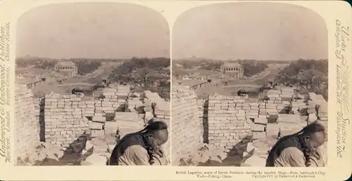 Stereo Foto Peking China, British Legation, seen from barricaded City Wall
