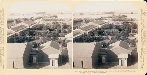Stereo Foto Taku China, View from Pilot's Tower