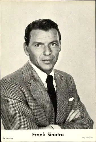 Sammelbild Schauspieler und Sänger Frank Sinatra, Portrait, Anzug, Krawatte